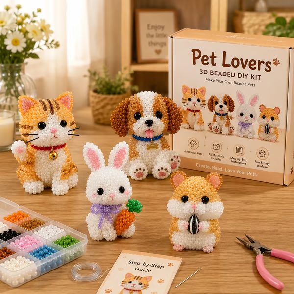 🔥🧵✨ Tiny 3D Beaded Animal DIY Kit（Unfinished Product）