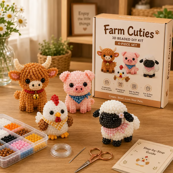 🔥🧵✨ Tiny 3D Beaded Animal DIY Kit（Unfinished Product）