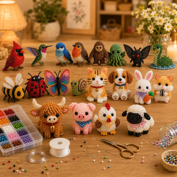 🔥🧵✨ Tiny 3D Beaded Animal DIY Kit（Unfinished Product）