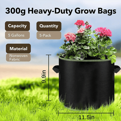 Eeveryvaven 5-Pack 5 Gallon Grow Bags